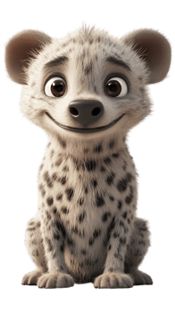 Adorable Cartoon Hyena Character with Playful Expression png