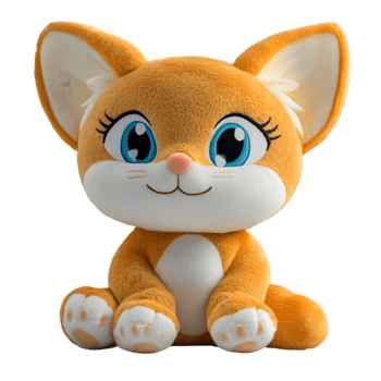 Cute Orange Plush Cat Toy png