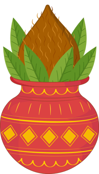 Happy ugadi with traditional kalash pot png
