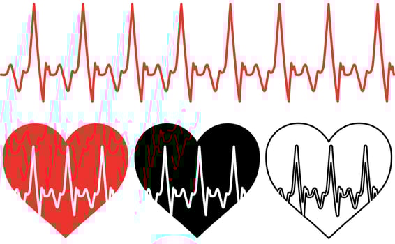 Heartbeat pulse and heart design, health concept vector