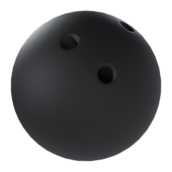 Black bowling ball with finger holes isolated on transparent png