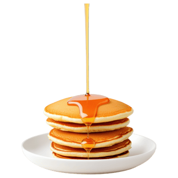 Free Isolated on Transparent Background, Delicious pancakes stacked high, drizzled with syrup, perfect for breakfast, food png