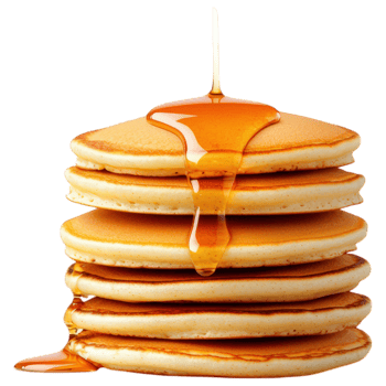 Free Isolated on Transparent Background, Delicious pancakes stacked high, drizzled with syrup, perfect for breakfast, food, and beverage. png