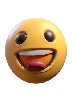 A 3D Render of a Happy Yellow Emoticon with its Tongue Sticking Out png