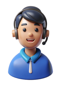 3D Render of a Smiling Customer Service Agent Wearing Headset png