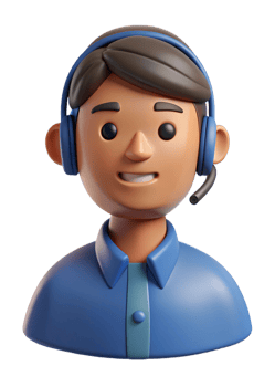3D Render of a Smiling Customer Service Representative Wearing a Headset png
