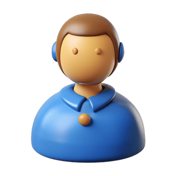 3D Render of a Cute Cartoon Customer Service Representative Wearing Headphones png