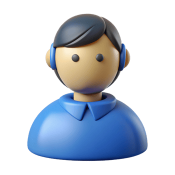 3D Render of a Person Wearing Headphones Customer Support Agent Avatar png