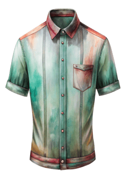 Men's Watercolor Green and Red Short Sleeve ButtonDown Shirt with Pocket png