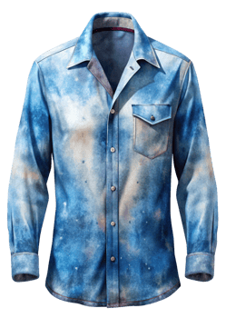 Stunning TieDye Denim Shirt Long Sleeve Button Up Galaxy Print Casual Menswear png