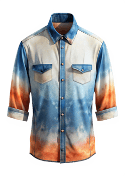 Stunning TieDye Sunset Western Shirt Mens Fashion Apparel png
