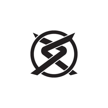 A black and white logo with a cross in it vector