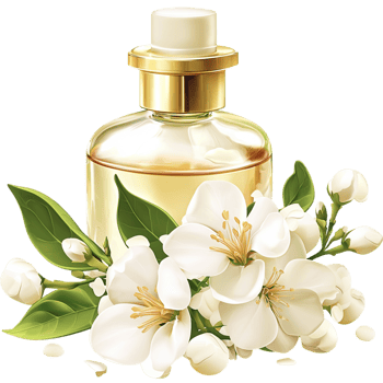 Exquisite perfume bottle fresh white flowers a luxurious golden cap png