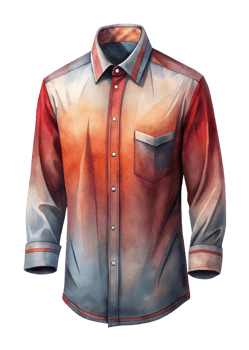 Men's Watercolor Sunset Gradient Long Sleeve ButtonDown Shirt with Chest Pocket png