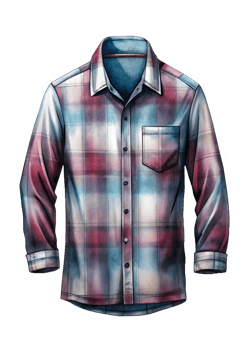 Men's Watercolor Plaid Long Sleeve Button Down Shirt Fashion Design Illustration png