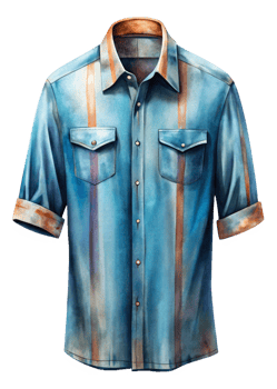 Stunning Watercolor Painting of a Men's Denim Shirt with Vertical Stripes png