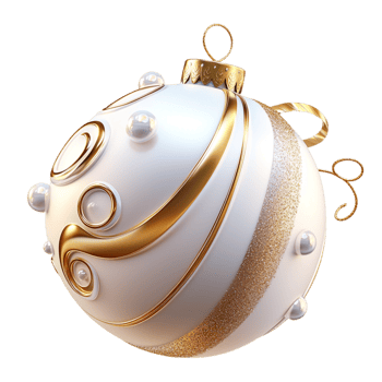 Elegant white gold Christmas ornament intricate swirling details png