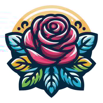 Elegant Pink Rose in a Circular Design vector