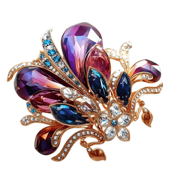 Luxurious butterflyshaped brooch adorned purple blue gemstones png