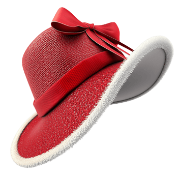Stylish red sun hat a decorative ribbon an elegant curved brim png