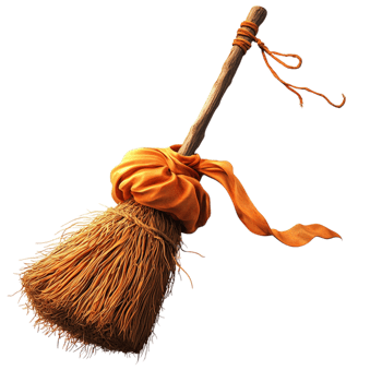 Rustic Hcrafted Straw Broom Bound Twine Natural Fibers png