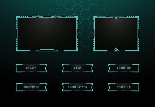 Futuristic Streaming Overlay with Teal Accents for Gamers vector