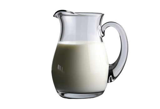 Glass pitcher filled with fresh milk, dairy product for healthy nutrition png