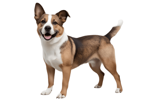 Crossbreed dog standing alone, perfectly isolated with a clear background. png