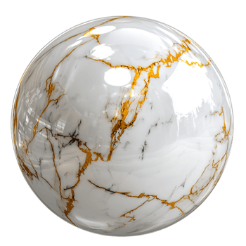 Breathtaking White Marble Sphere Delicate Golden VeinLike Patterns png