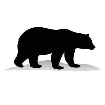 A clean, bold silhouette of a bear walking. vector