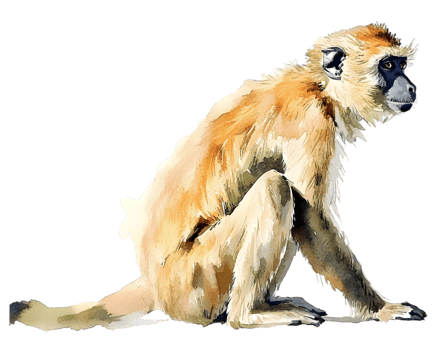 Orange Golden Monkey Profile Watercolor Illustration png