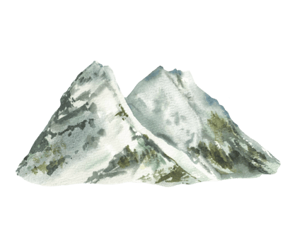 Mountain ranges landscape. Zugspitze mountain in Germany. Watercolor hand drawn illustration near Garmisch Partenkirchen with mountain peaks. Tradition Symbol of Bavaria isolated from background. png