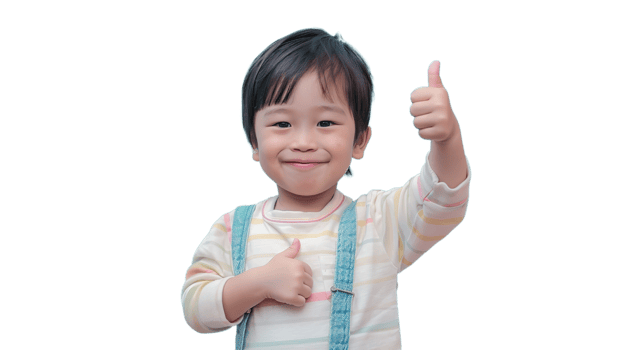 Toddler Showing Thumb Up on Transparent Background - Kid with Positive png