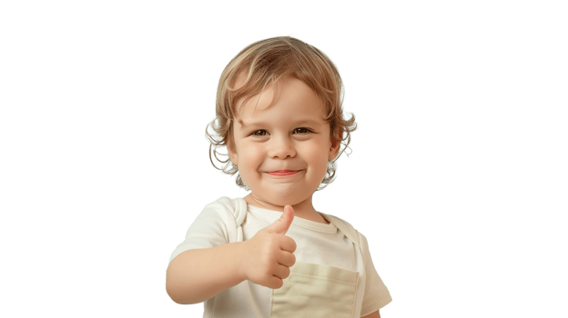 Toddler Showing Thumb Up on Transparent Background - Kid with Positive Gesture png