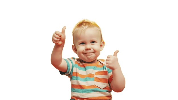Toddler Giving Thumb Up on Transparent Background - Baby Kid Approval png