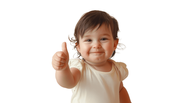 Toddler Giving Thumb Up on Transparent Background - Baby Kid with Approval png