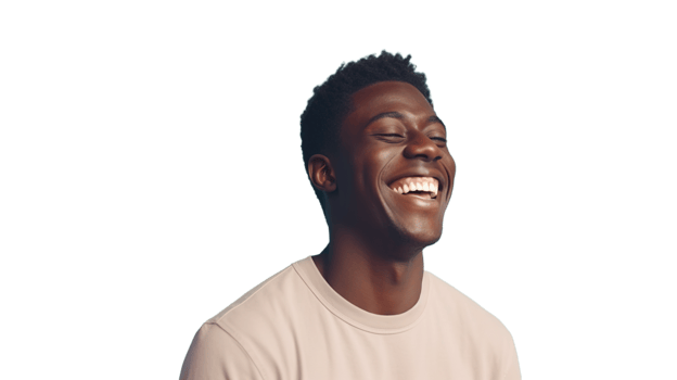 Happy Black Man Laughing Isolated on Transparent Background. DEIB, Diversity, Equity, Inclusion png