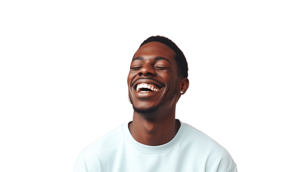 Happy Black Man Laughing Isolated on Transparent Background. DEIB, Diversity, Equity, Inclusion, Belonging png