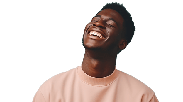Laughing Black Man isolated on Transparent Background. DEIB, Diversity, Equity, Inclusion, Belonging png