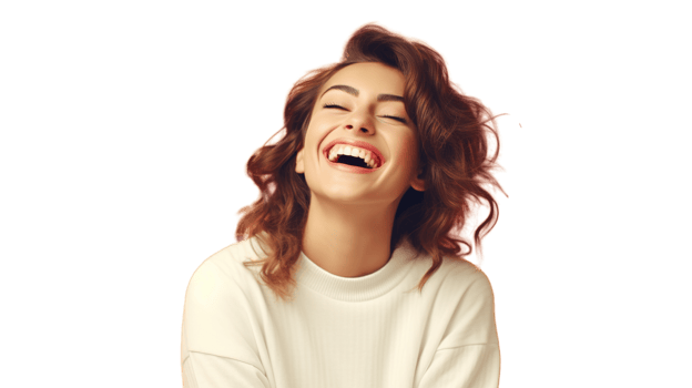 Happy Woman Laughing at Transparent Background png