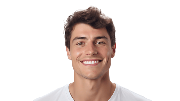 Smiling Man with Radiant Glowy Skin on Transparent png
