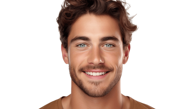 Smiling Man with Radiant Glowy Skin on Transparent Background png