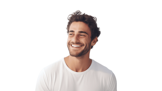 Man with Flawless Glowing Skin Smiling Isolated on Transparent png