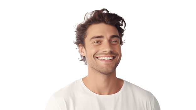 Man Smiling with Flawless Glowy Skin Isolated on Transparent Background png
