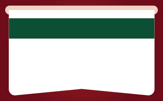 Horizontal White Cream Label Ticket with Green Rectangle on Red Background vector