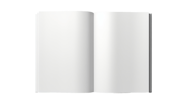 Opened White A4 Magazine Brochure Mockup in 3D Rendering at Transparent png
