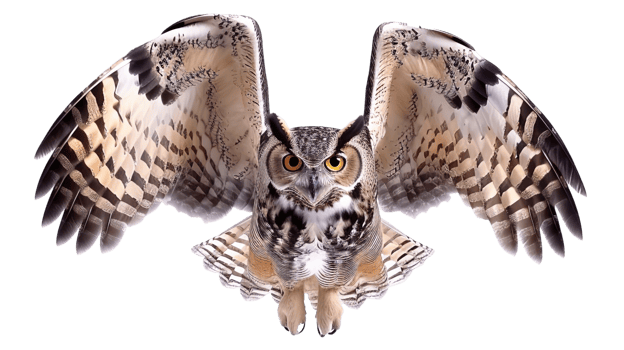 Bird Owl Flying in the Sky on Transparent png