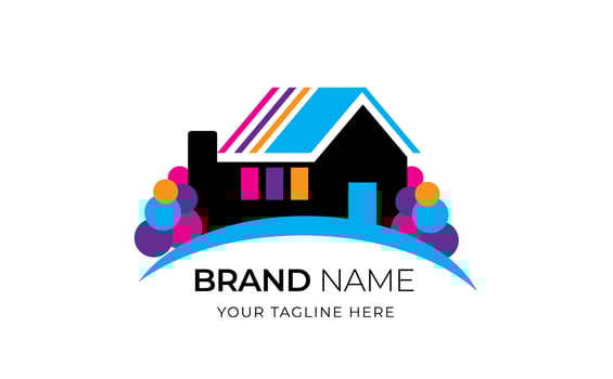 simple house logo colorful background vector