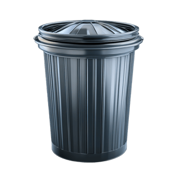 A metallic waste container with a secure and fitted lid png