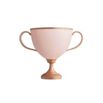 An elegant gold and pink trophy cup isolated on transparent background png